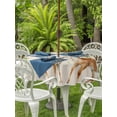 thumbnail image 2 of Outdoor Tablecloth with Umbrella Hole and Zipper, Botanical Round Table Cloth 60 Inch Waterproof Tablecloth, Spring Leaves Flowers Deers Birds Country Biege Picnic Table Cover for Patio Camping, 2 of 7