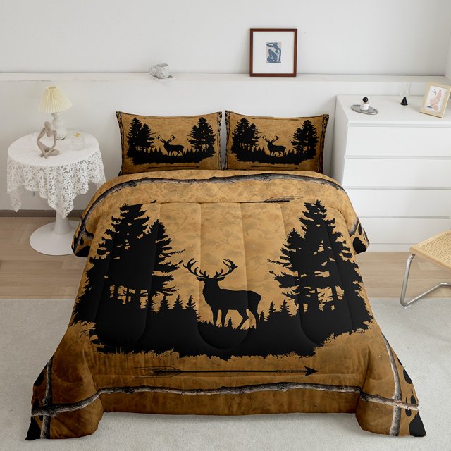 Erosebridal Ensemble de Literie Rustique Cerf Orignal Grand, Couette Faune Boisée, Décor de Chasse dans la Jungle, Réversible