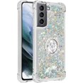 thumbnail image 6 of case for Samsung Galaxy S21 5G 6.2",Creativity Clear Quicksand Glitter Flowing Liquid Floating Soft TPU Case w/Stand Bling Diamond Sparkle Phone Cover for Samsung Galaxy S21 5G  Silver, 6 of 14
