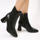 thumbnail image 3 of NECHOLOGY Botas Mujer Adulto Femenino Zapatos Botines de mujer Botas de moda de tacón grueso con cremallera lateral en punta de cuero de color sólido retro para mujer (Black, 6.5), 3 of 6
