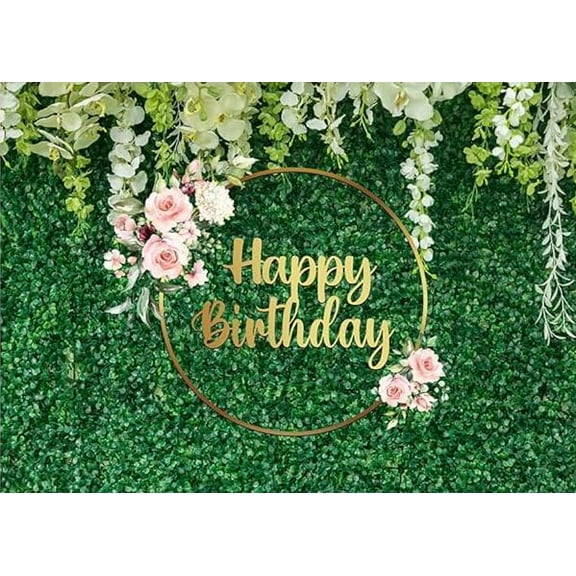 Green Leaves Happy Birthday Party Backdrop Baby Shower Background For Photography Cake Table Photo Studio Booth Props HQ-02