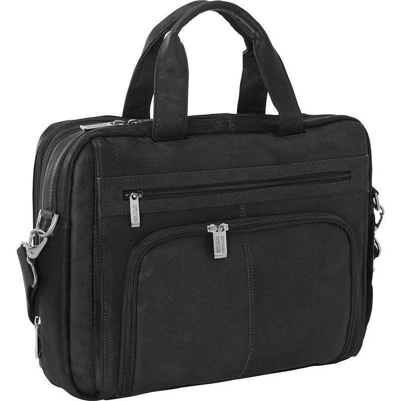 Kenneth Cole Reaction Genuine Colombian Leather Double Compartment Top Zip  Expandable 15.6in Laptop Business Portfolio