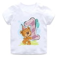 thumbnail image 3 of Camiseta de algodón con estampado de lazo y número 1-9 para niños y niñas, regalo de cumpleaños, oso de dibujos animados, divertida camiseta de cuello redondo para niños, 3 of 4