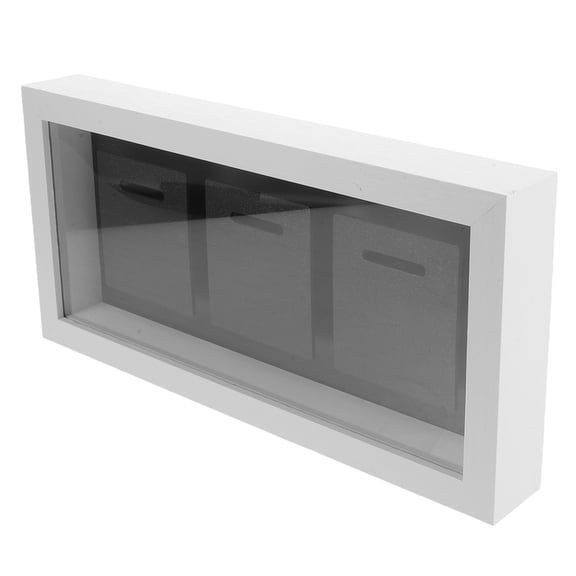 BESTYASH White Wood Medal Display Shadow Box Frame for Wall or Desk 3-Medal Capacity