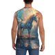 thumbnail image 4 of Fotbe Forest Lake White Horse Men's Camiseta sin Mangas Estampada para Hombres, Playera Casual para Gimnasio, Entrenamiento, Playa-Small, 4 of 7