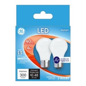 Decorative LED Ceilng Fan Light Bulbs, Daylight, Frosted, 300 Lumens, 4-Watts, 2-Pk. -28392