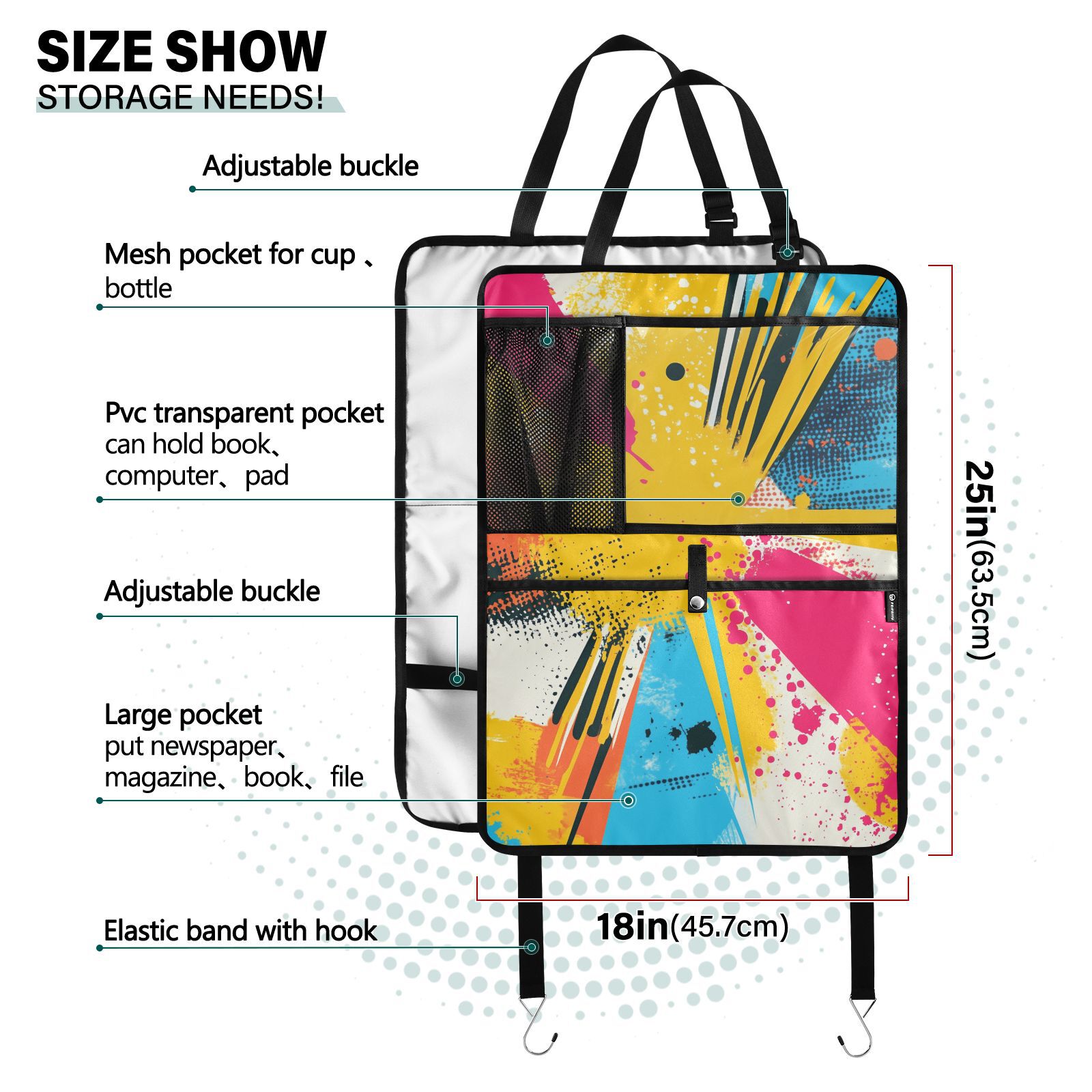 Abstract colorful grunge art 38 Pack Backseat Protector Seat Covers for Your Car, SUV, Minivan or Truck Seats - Vehicle Back Seat Safety Accessories - Universal Fit Automotive Interior Protectors