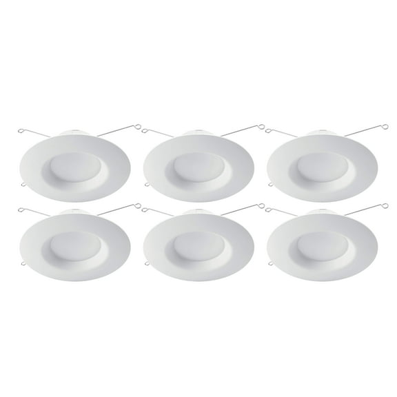 (case of 6) Philips Pila LED Retrofit Downlight, 6 inch Round, 650 lumens, 3000K Color Temp, 120V, Dimmable, White Trim, LED Donwlight Luminaire PILARETR56R30K, with medium socket retrofit adapter