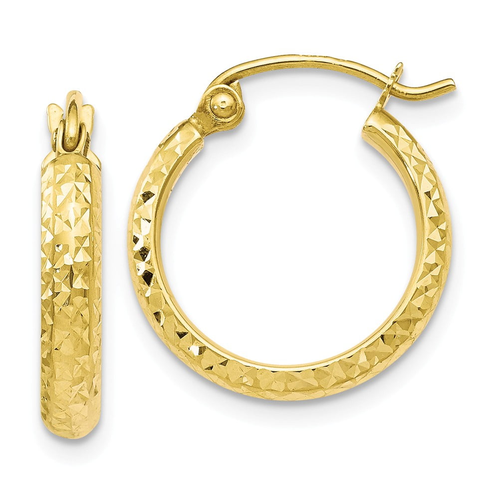 Diamond2Deal - 10k Yellow Gold Diamond-cut Hinged Hoop Earrings for ...