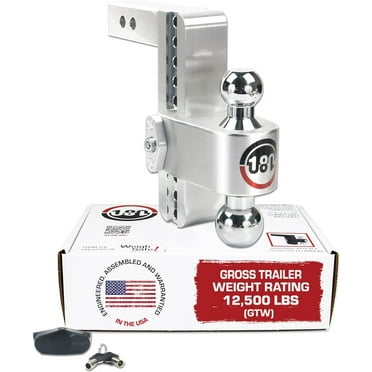 Weigh Safe 180 Hitch - Adjustable Trailer Hitch Ball Mount - 8" Adjustable Drop Hitch for 2" Receiver - Heavy Duty Aluminum Trailer Tow Hitch w/ Chrome Plated Tow Balls (2" & 2 5/16") - 12,500 GTW
