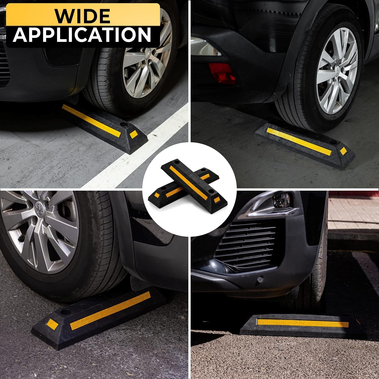 Mescukay 2pcs Rubber Garage Parking Curb, Curb Wheel Stopper, Garage Specific Wheel Locator, Reverse Collision and Anti Retreat Device