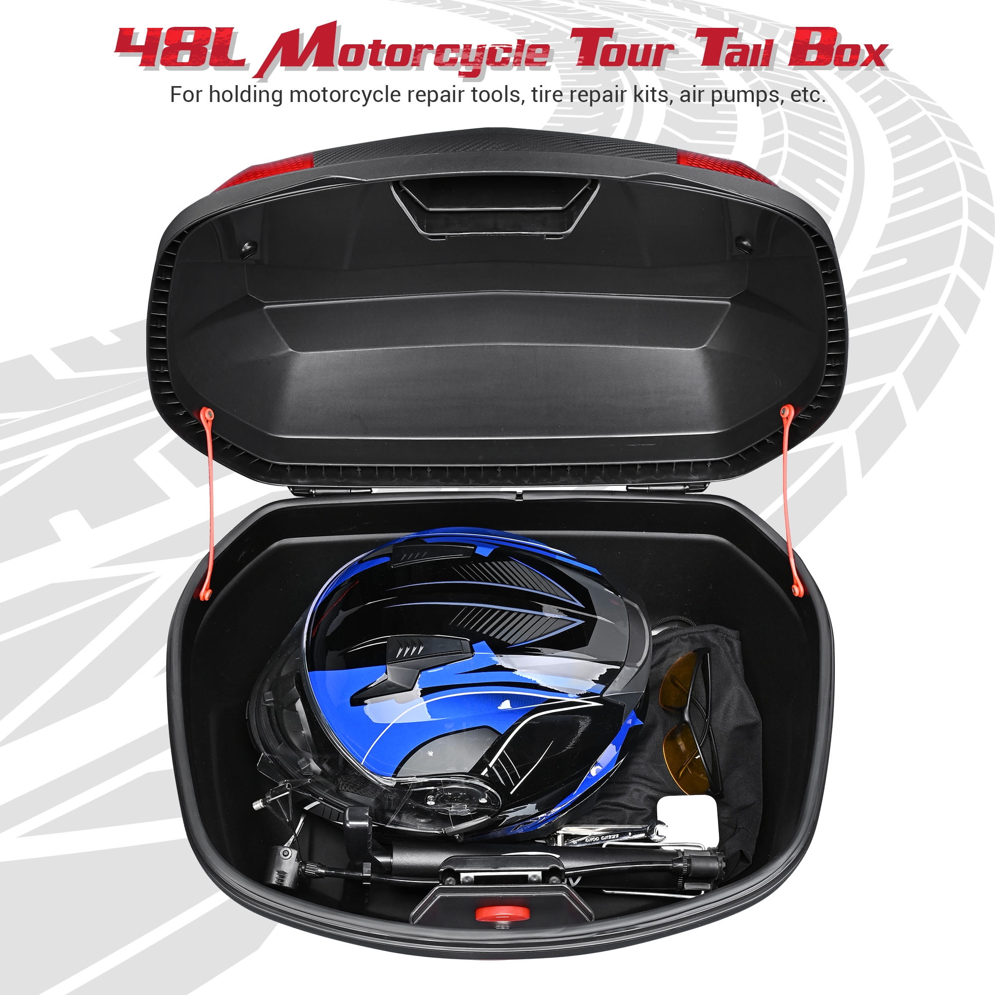 Durable 28L Motorcycle Cushion Tour Tail Box Motorcycle Luggage Box Top Case  with 2 Keys Multifunctional Scooter Luggage - AliExpress