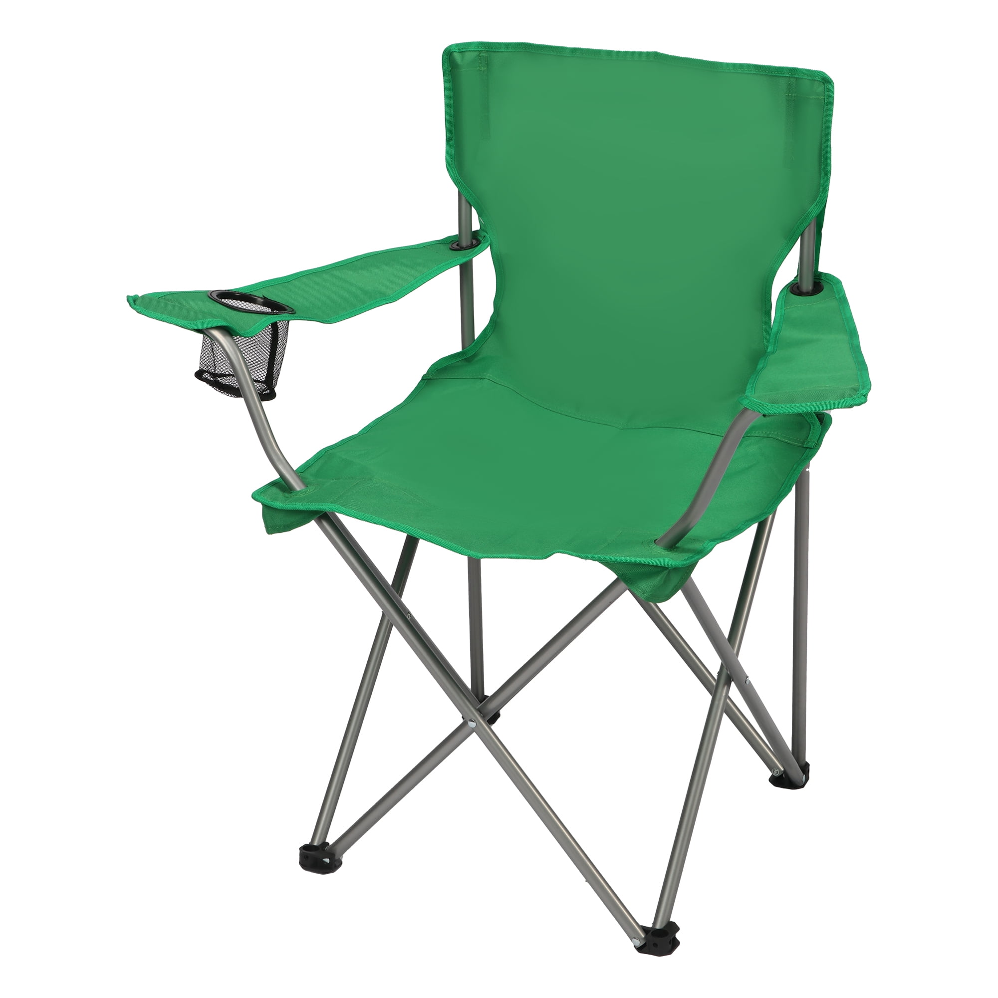Ozark Trail Quad Folding Camp Chair with Cup Holder, Bright Green