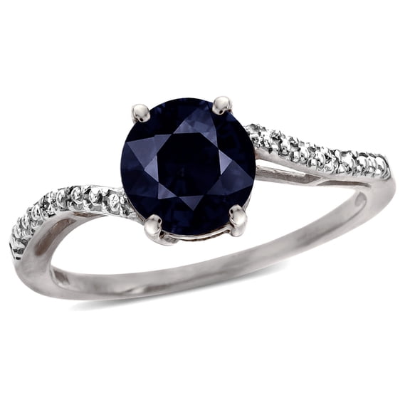 Star K � Round 7mm Black Sapphire Bypass engagement promise solitaire ring