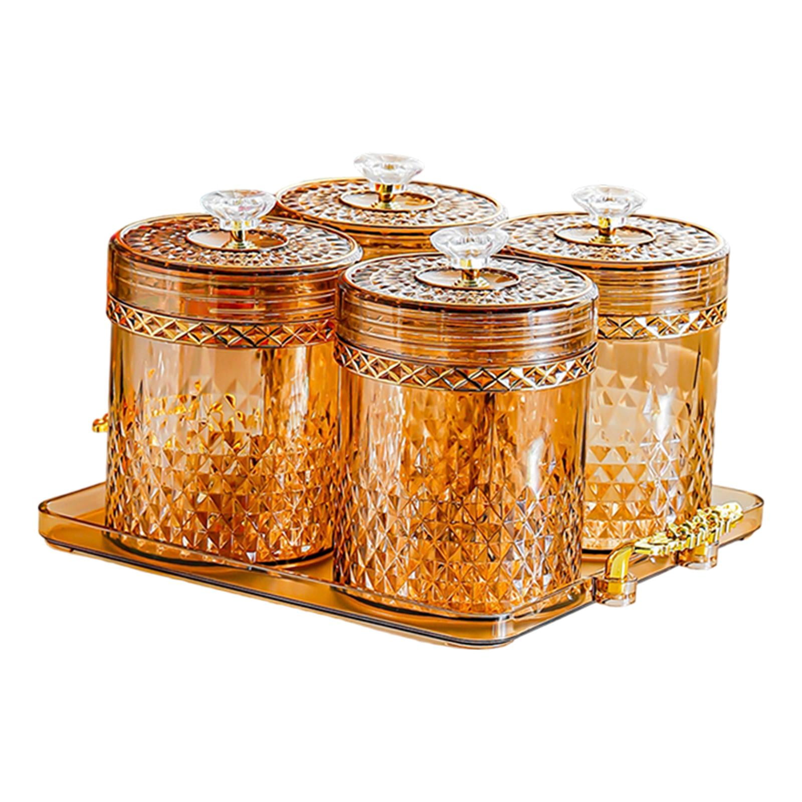 kowaku Food Storage Container Set Airtight Jar with Lid Compact Divided Compartments Sturdy Versatile Spice And Storage Suitable for Home Use Entertaini Amber