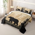 thumbnail image 3 of Castle Fairy Safari Bear Twin Quilt Set,Woodland Animal Twin Coverlet Set,Black Cream, 3 of 7