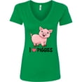 thumbnail image 3 of Inktastic I Love Piggies Cute Pig Women's V-Neck T-Shirt, 3 of 5