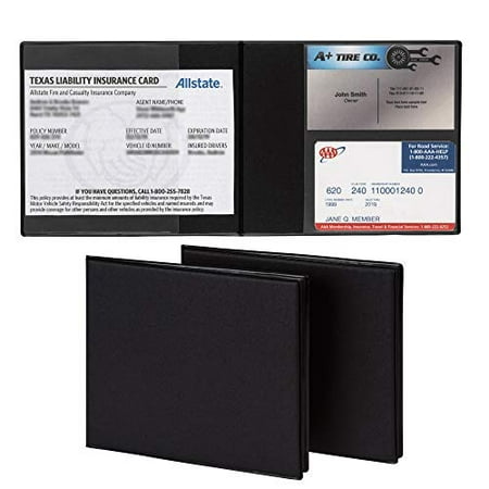 Samsill 2 Pack Registration and Insurance Card Holder, 5.25" x 4.75" Black Glove Box Organizer, Perfect for Multiple Vehicles