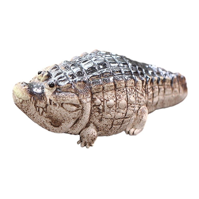 Figura de cocodrilo en miniatura, estatua de mascota de té, adorno de arena púrpura coleccionable para 85 cm x 37 cm x 28 cm