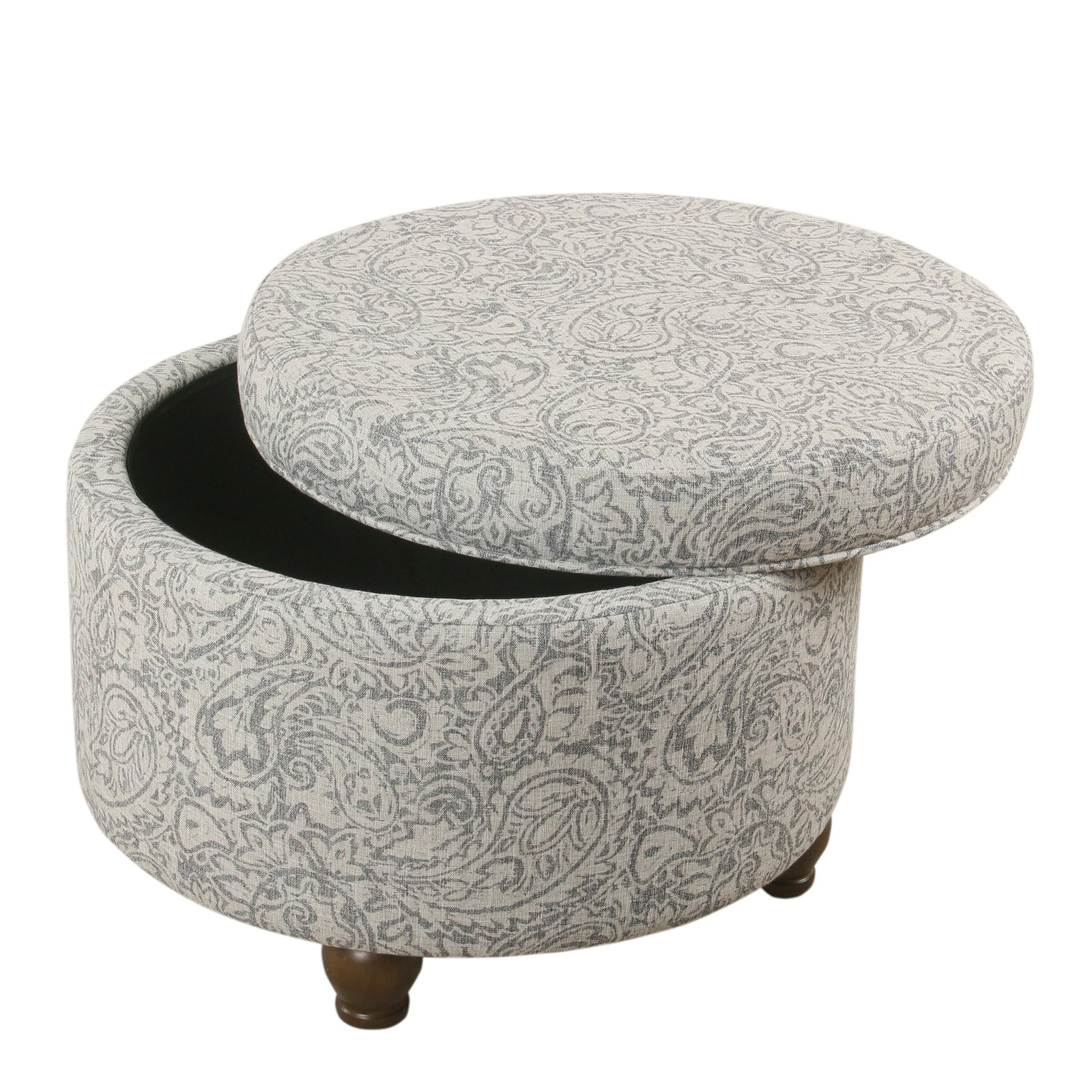 HomePop Storage Ottoman, Gray Floral