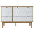 thumbnail image 3 of vidaXL Drawer Cabinet OTTA Brown&White 43.7"x16.9"x28.9" Solid Wood Pine, 3 of 9