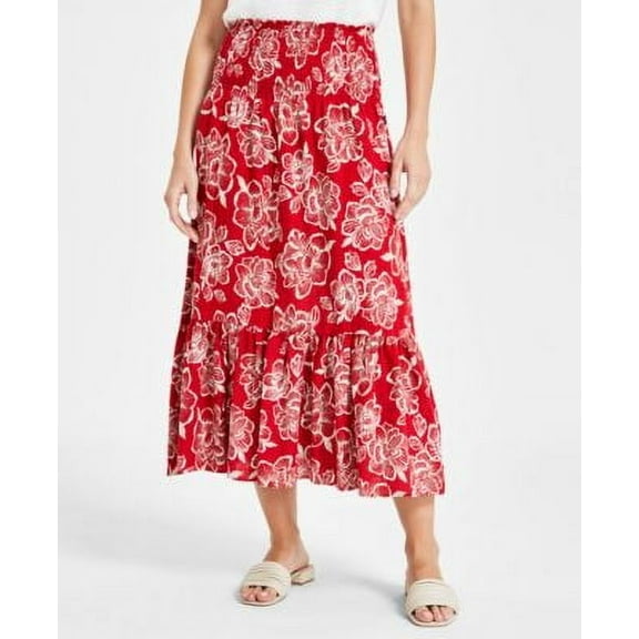 Nautica Jeans Womens Floral Smocked-Waist M Samba Multi XS