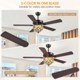 thumbnail image 6 of PHORUS 52" Tiffany Ceiling Fan with Lights Remote Control, Ceiling Fan Chandelier with Reversible Blades, Vintage Farmhouse Ceiling Fan for Living Room Bedroom, 6 of 8