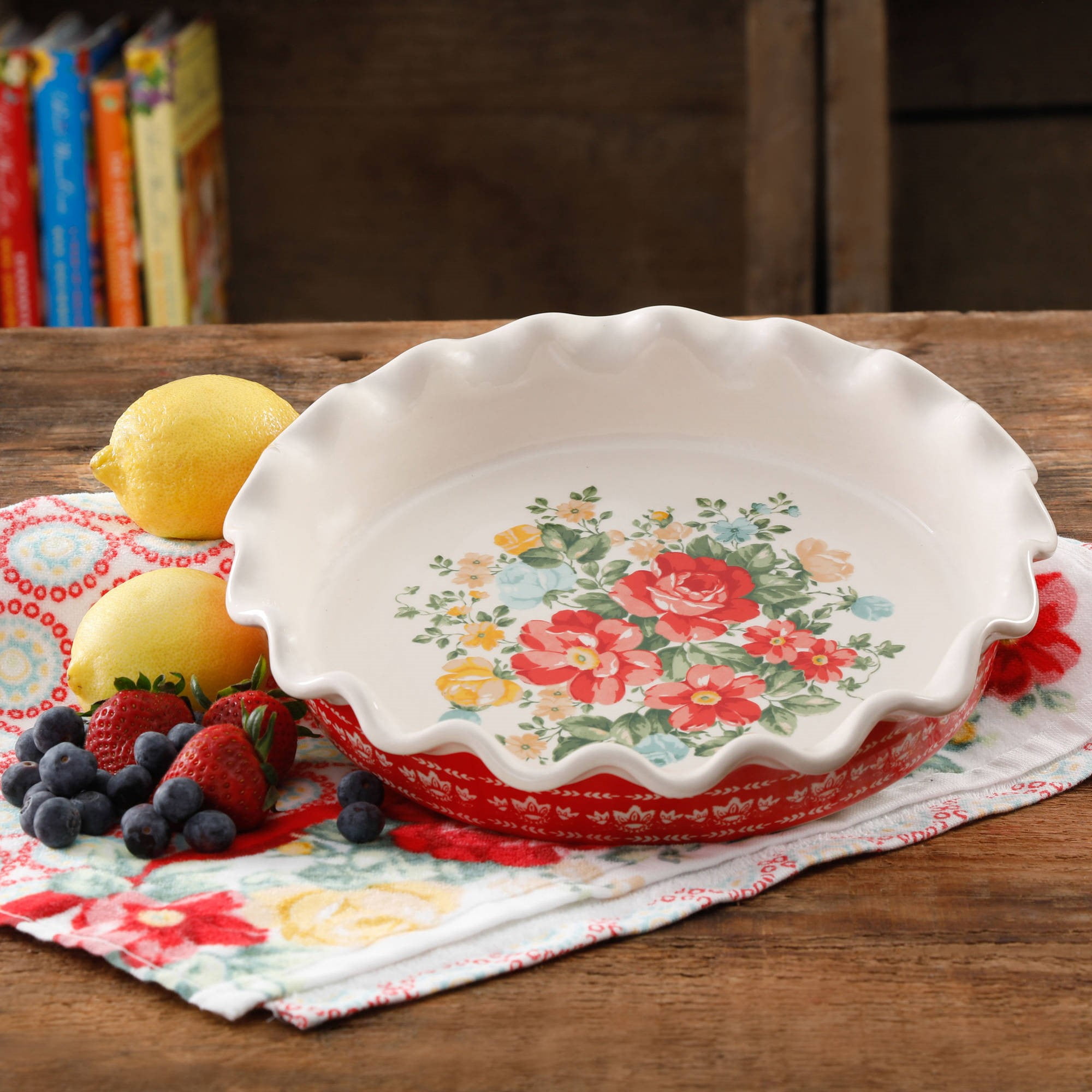 The Pioneer Woman Fancy Flourish 10-Inch Stoneware Pie Pan - Yahoo Shopping