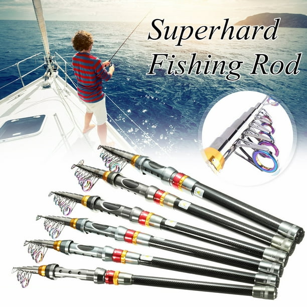 Collapsible Carbon Fiber Ultra-light Telescopic Fishing Rod With Colorful  Guide Ring Sea Rock Spinning Pole 1.8-3.6Meters 