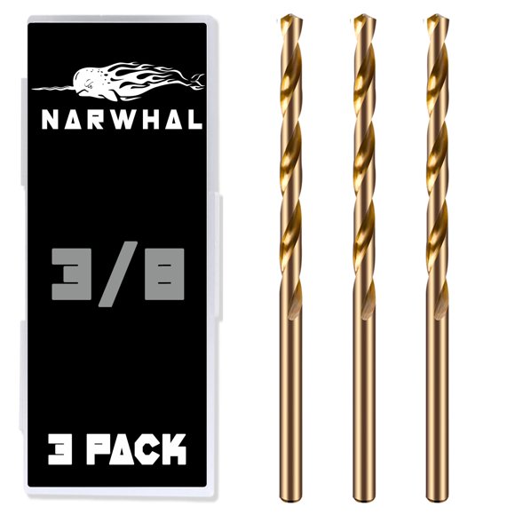 3/8"" Inch Cobalt Drill Bits - 3 Pack of M35 Cobalt Drill Bits with Storage Case - Perfect Drill Bits for Metal Hardened & Stainless Steel Cast Iron and More!