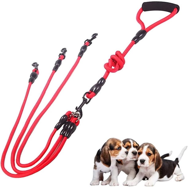 Correa para Perros 3 En 1, Correa para Perros Desmontable, con Acoplador Desmontable Ajustable, Correa De 3 Vías, Correa para Perros De Nylon Triple Ajustable, para Uno, Dos, Tres Perros Caminando