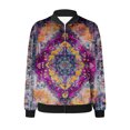 thumbnail image 5 of Fartey Women's Bomber Jacket Vintage Floral Print Jackets Fall Zip Up Coats with Pockets Loose Comfy Long Sleeve Crew Neck Jackets S-2XL, 5 of 5