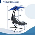 thumbnail image 3 of Hanging Chaise Lounger with Removable Canopy, Outdoor Swing Chair with Steel Frame and Built-in Pillow, Hanging Curved Chaise Lounge Hammock Chair with Stand for Patio, Porch, 3 of 7