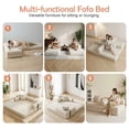 thumbnail image 3 of 78-Inch Convertible Sleeper Sofa Bed, White Couch with Storage Bag, High-Density Foam, Corduroy Upholstery, Space-Saving & Portable for Living Room, Home Office, 3 of 10