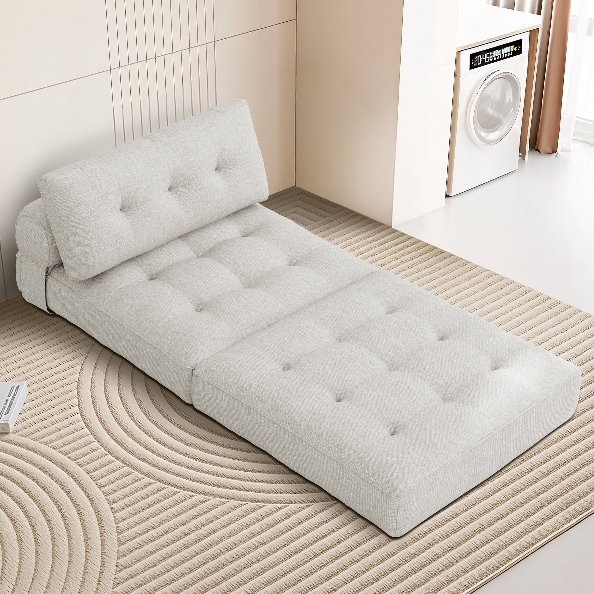 SERWALL Folding Sofa Chair, 4-in-1 Convertible Sofa Bed, Foldable Sofa Chair for Bedroom, Beige