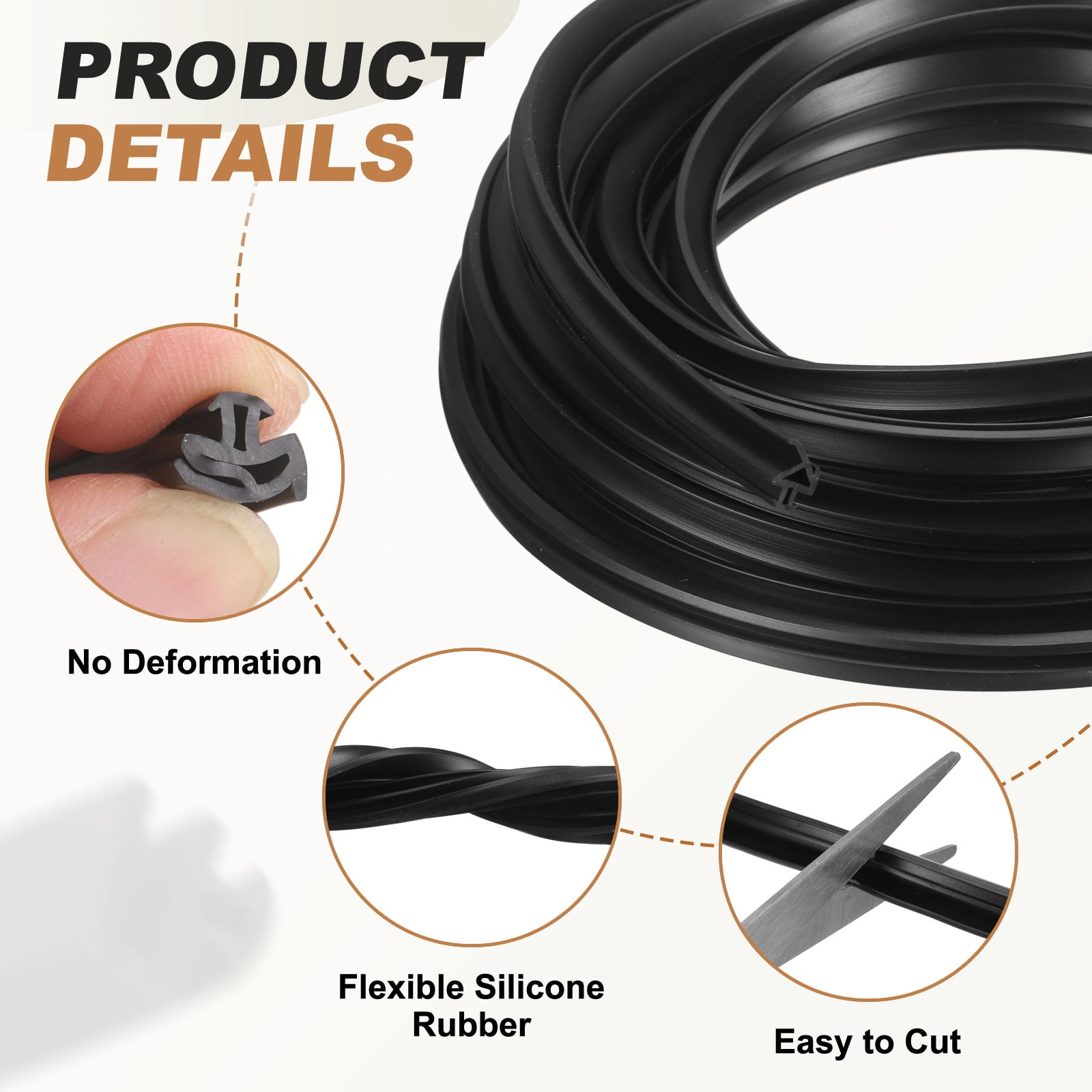 Uxcell Kerf Weather Stripping Seal Strip (19.68ft x 5/16") - P Shape Kerf Noise Reduction Rubber Flange Window Weatherstrip Seal for Door Frame Windows Card Slot, Black