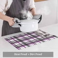 thumbnail image 4 of Placemats for Dinning Table Set of 12, Purple Black Plaid Farmhouse Purple Black Checkered Burlap Kitchen Place Mats Waterproof Cloth Table Mats, Indoor Outdoor Placemats Easy Clean Dinner Decor, 4 of 8