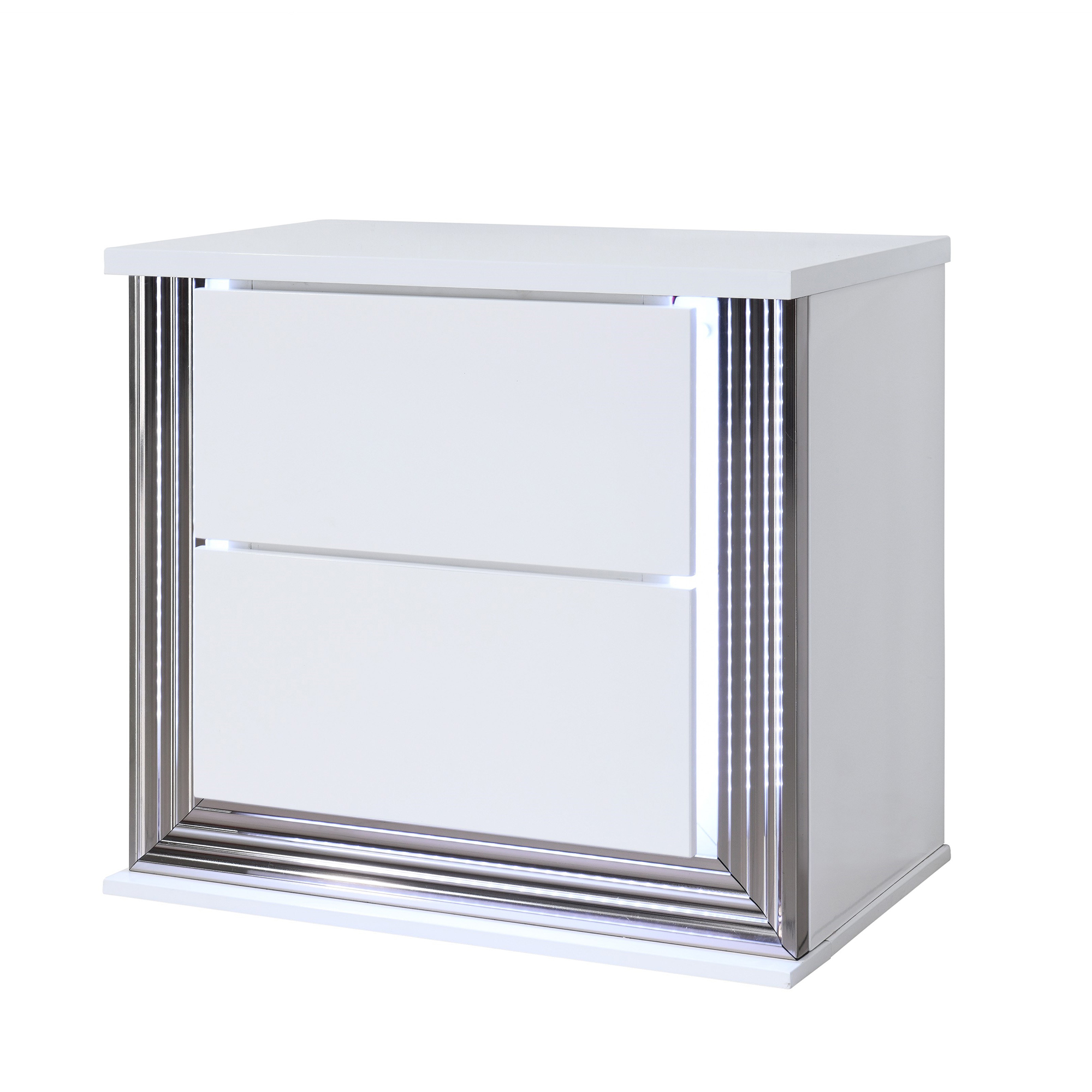 Global Furniture USA Ylime Smooth White Nightstand With Led, 1 Pack