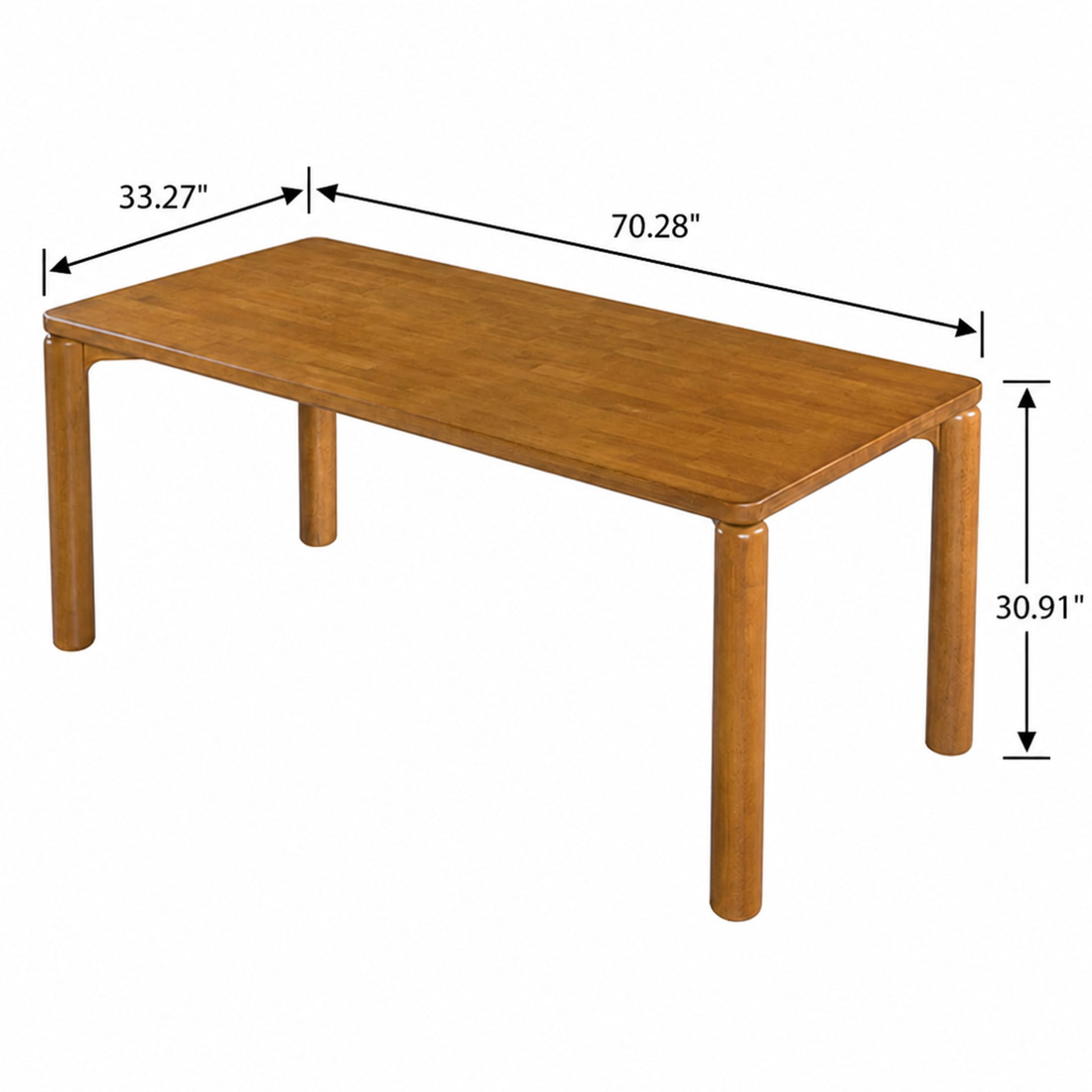 Christopher Knight Home 70" Modern Rectangular Wood Dining Table with Round Thick Legs for 6-8, Walnut