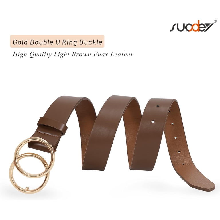 Double O Ring Faux Leather Waist Belt for Women - Elegant Fashion Belt Udekit Women main image 3