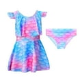 thumbnail image 2 of Hienoo Toddler Girls Swimsuit Ruffle Beach Dress with Shorts Sun Protection Bathing Suit, 2 of 8