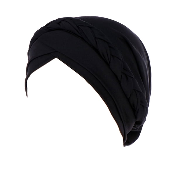 Moda sólido turbante cómodo una sola capa transpirable cabeza bufanda envuelve el pelo gorras sombreros para mujer para mujeres negro Speravity AP008796-01B