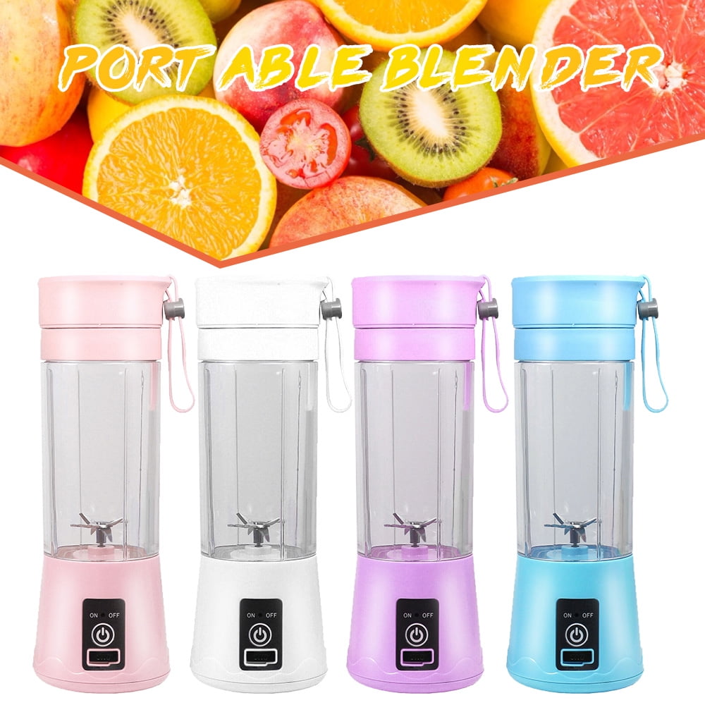 Small Whirlwind Shaker Bottle Portable Fruit Mixer Blender USB Fruit Juicer 380ml 2 Blades Juice Cup Pink