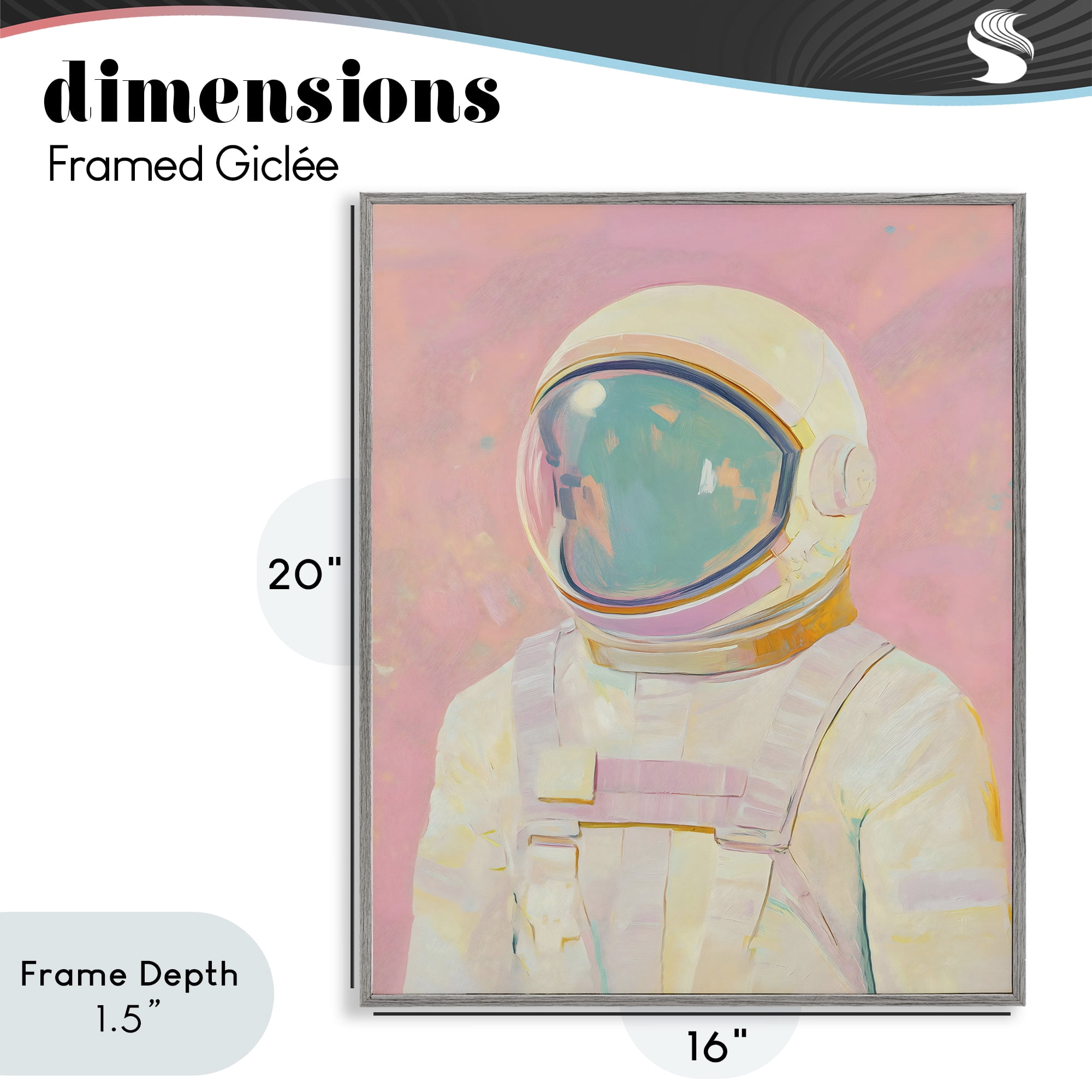 Stupell Industries Astronaut Portrait in Pink Dream Gray Framed Giclee Art, design by The Prints Vibe