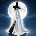thumbnail image 4 of suore Halloween Goose Costume, Halloween Porch Goose Outfits for 17/24 Inch Lawn Statue, Goose with Witch Hat and Broom for Outdoor Fall Decor, Garden Patio Statue Clothing for Cement Plastic Geese, 4 of 5
