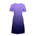 thumbnail image 4 of Sakmal Long Dresses for Women Elegant Crew Neck Purple Short Sleeve Tiered Gradient Loose Fit with Pocket Sundress, 4 of 6