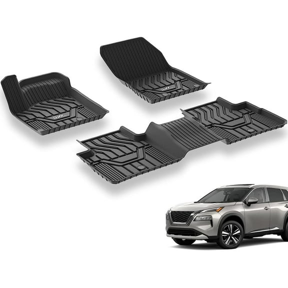 3W Car Mats Fit for 2021-2024 Nissan Rogue (NOT for Rogue Sport) TPE All Weather Custom Fit Floor Liners,Black