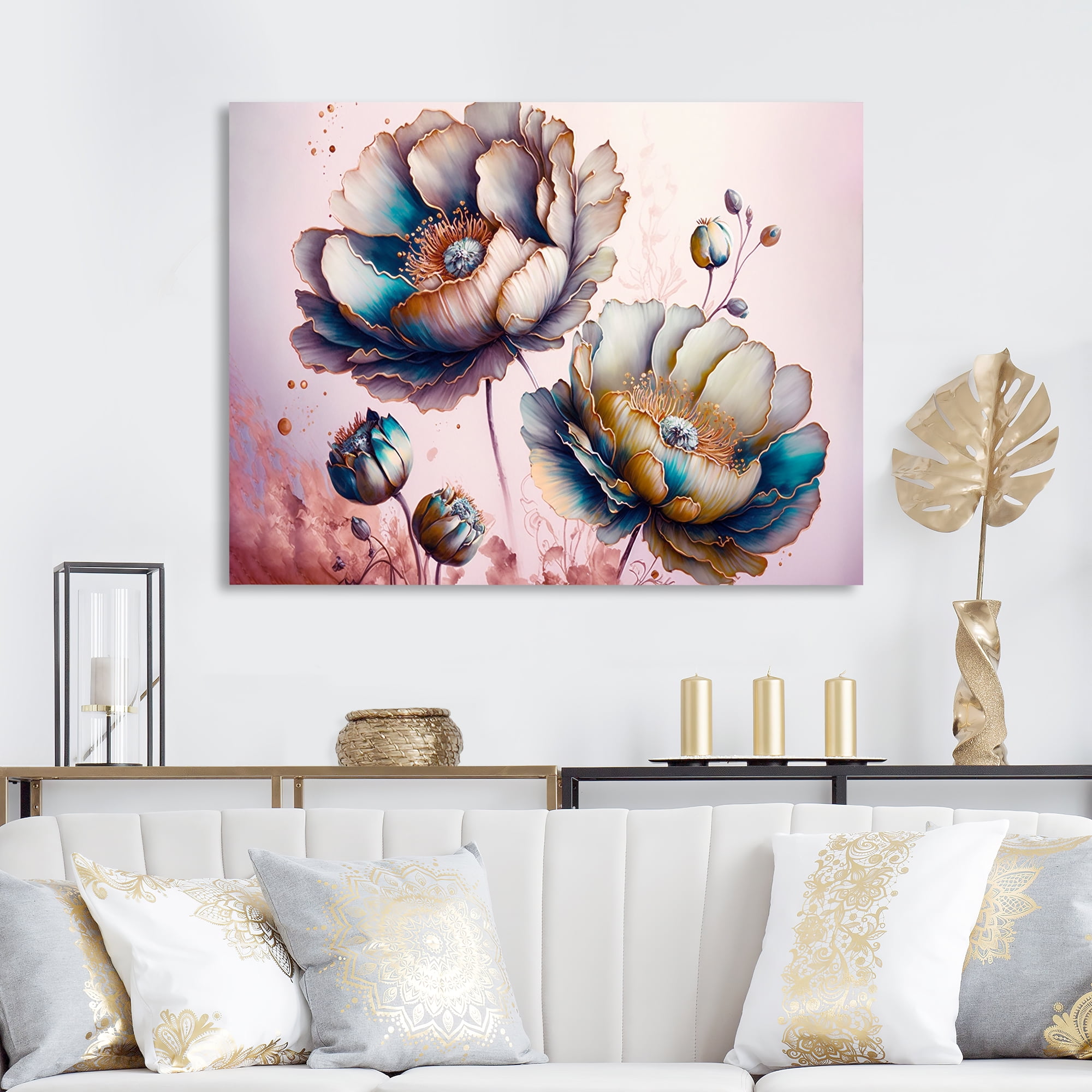 Designart Vibrant Green Poppy Flowers I Canvas Wall Art