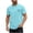 Sky Blue, variant on BangWanChi Men's Short Sleeve Tops Fashion Men Front Small Print Casual Loose Round Neck Top Shirts Army Green L