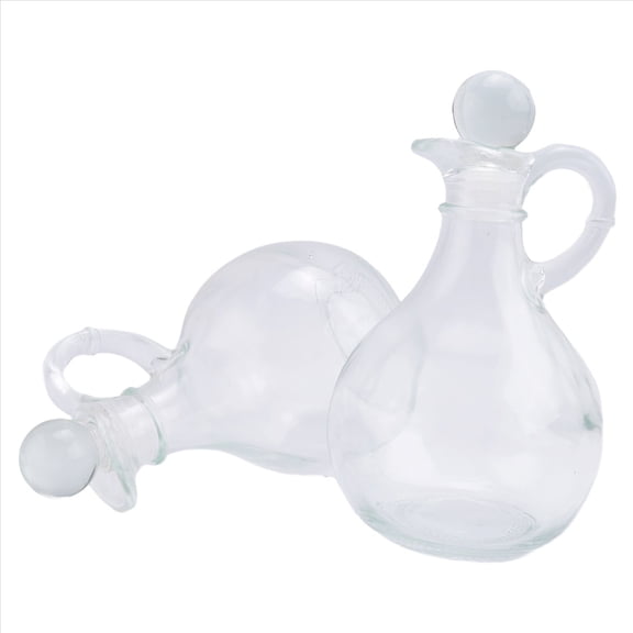 Glass Oil and Vinegar Bottles (2 Piece Set) Round Dispenser Bottle with Stopper
